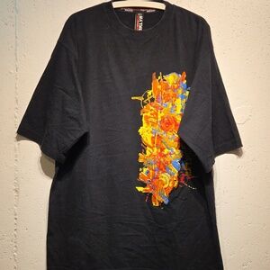 Relaxed Fit Black Tee w/ Splatter Paint Graphics (XL)